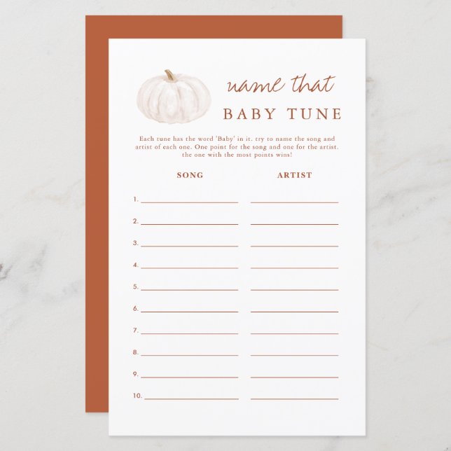 Boho Fall Pumpkin Name, dass Tune Baby Showspiel (Vorne/Hinten)