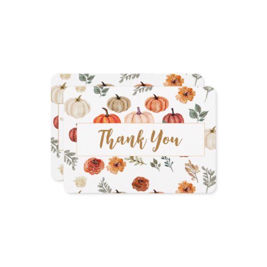 Boho Fall Pumpkin Vielen Dank Dankeskarte (Vorderseite/Rückseite Beispiel)