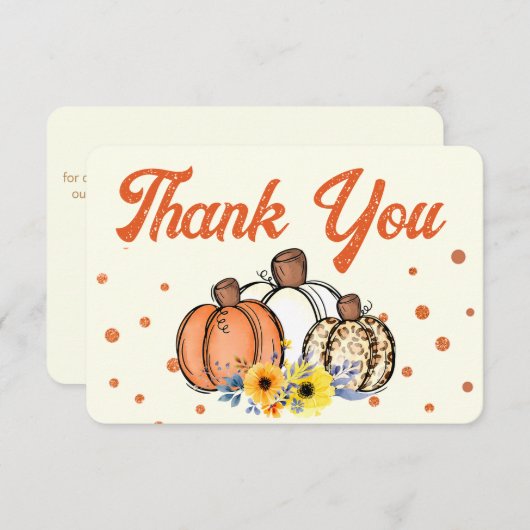 Boho Fall Pumpkin Vielen Dank Dankeskarte (Vorne/Hinten)