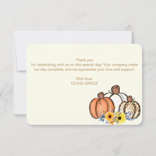 Boho Fall Pumpkin Vielen Dank Dankeskarte (Rückseite)
