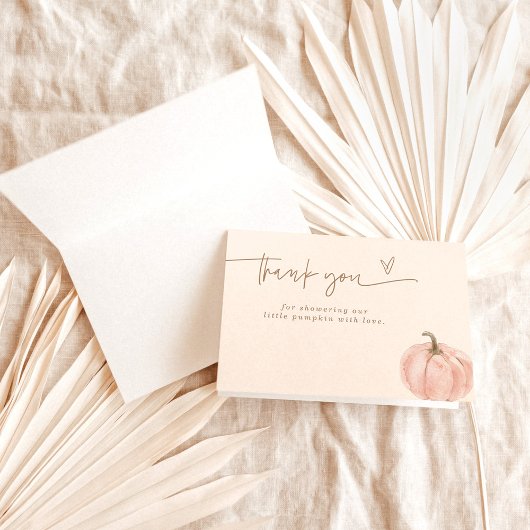 Boho Fall Pumpkin Vielen Dank Karte, Pink Baby Dus Dankeskarte