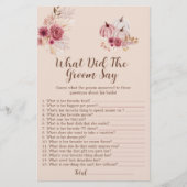 Boho Fall Pumpkin What Did The Groom Say Game (Vorderseite)