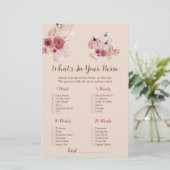 Boho Fall Pumpkin What's In Your Purse Bridal Game (Stehend Vorderseite)