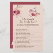 Boho Fall Pumpkin Who Knows The Bride Best Game (Vorne/Hinten)