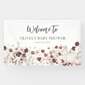 Boho Fall Pumpkin Wildflower Baby Shower Banner (Horizontal)