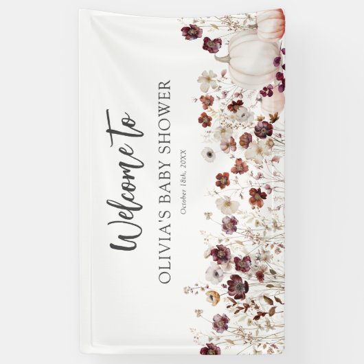 Boho Fall Pumpkin Wildflower Baby Shower Banner (Vertikal)