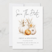 Boho Fall Pumpkins Pampas QR Code Wedding Save The Date (Vorderseite)