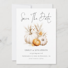 Boho Fall Pumpkins Pampas QR Code Wedding Save The Date