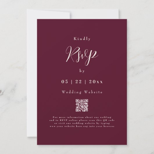 Boho Fall Rustic Floral QR Code Hochzeit Einladung (Rückseite)