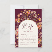 Boho Fall Rustic Wildblume Floral QR Code Wedding RSVP Karte (Vorderseite)