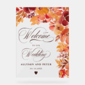 Boho Fall rustikal bemalt Blumenzettel Hochzeitsem Acrylschild (Vorderseite)