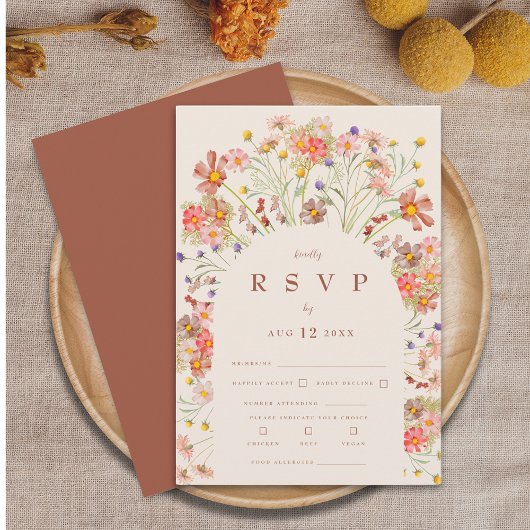 Boho Fall Rustikale Blumenstrauß RSVP Karte