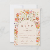 Boho Fall Rustikale Blumenstrauß RSVP Karte (Vorderseite)