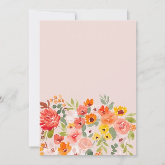 Boho Fall rustikale Hand bemalt Blumenstrauß Braut Einladung (Rückseite)