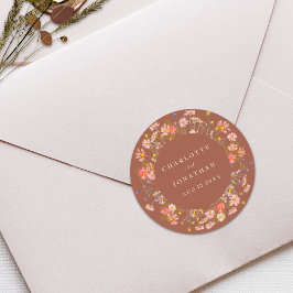 Boho Fall Rustikale Personalisierte Hochzeit Runder Aufkleber