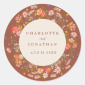 Boho Fall Rustikale Wildblume Blumenhochzeit Runder Aufkleber (Vorderseite)