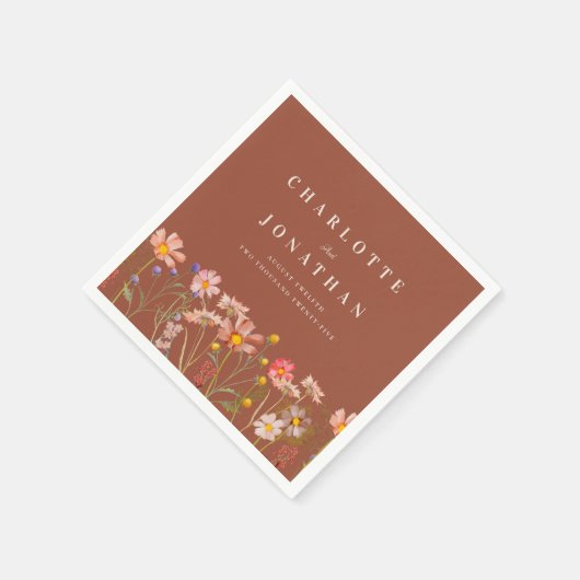 Boho Fall Rustikale Wildblume Blumenhochzeit Serviette (Ecke)