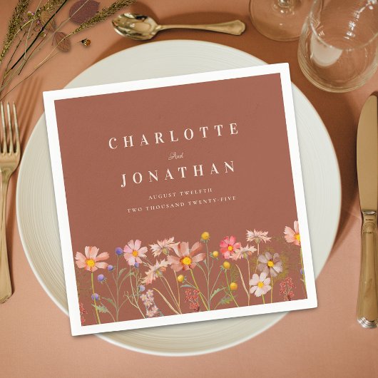 Boho Fall Rustikale Wildblume Blumenhochzeit Serviette