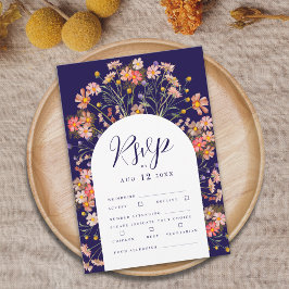 Boho Fall Rustikale Wildblume Blumenstrauß Hochzei RSVP Karte