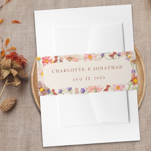 Boho Fall Rustikale Wildblume Floral Beige Hochzei Einladungsbanderole