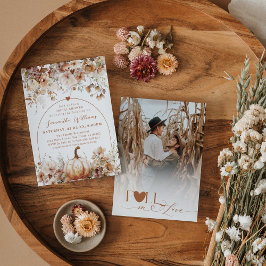 Boho Fall Rustikale Wildblume Foto Brautparty Einladung