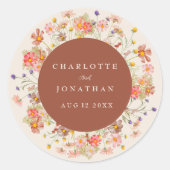 Boho Fall Rustische Wildblume Personalisierte Hoch Runder Aufkleber (Vorderseite)