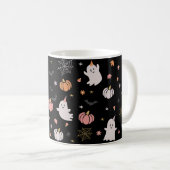 Boho Fall Spooky Ghost Halloween Kaffeetasse (VorderseiteRechts)