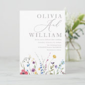 Boho Fall Summer Wildblume Wedding Einladung (Stehend Vorderseite)