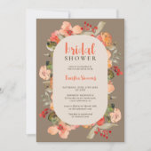 Boho Fall terracotta Blumenschrift Brautparty Einladung (Vorderseite)