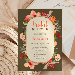 Boho Fall terracotta Blumenschrift Brautparty Einladung