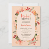 Boho Fall terracotta Blumenschrift Brautparty Einladung (Vorderseite)