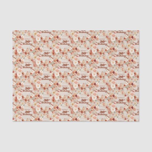 Boho Fall terracotta blush burgundy 30. Geburtstag Seidenpapier (Vorderseite)