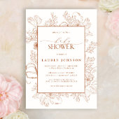 Boho Fall Terracotta Floral Line Art Babydusche Einladung