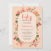 Boho Fall terracotta florale Skriptgeburtszene Bab Einladung (Vorderseite)