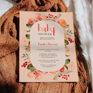 Boho Fall terracotta florale Skriptgeburtszene Bab Einladung