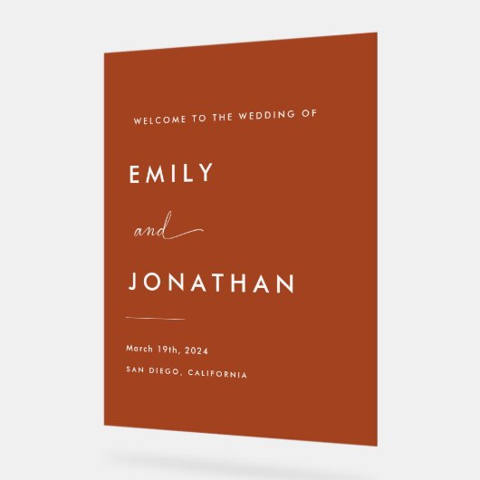 Boho Fall Terracotta Wedding Willkommen Acrylschild (Winkel)