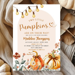 Boho Fall Two Little Pumpkins Joint Baby Shower Einladung