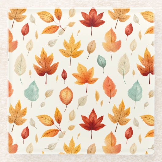 Boho Fall Verlasse Pattern Herbst Schönheit mit St Glasuntersetzer (Vorderseite)