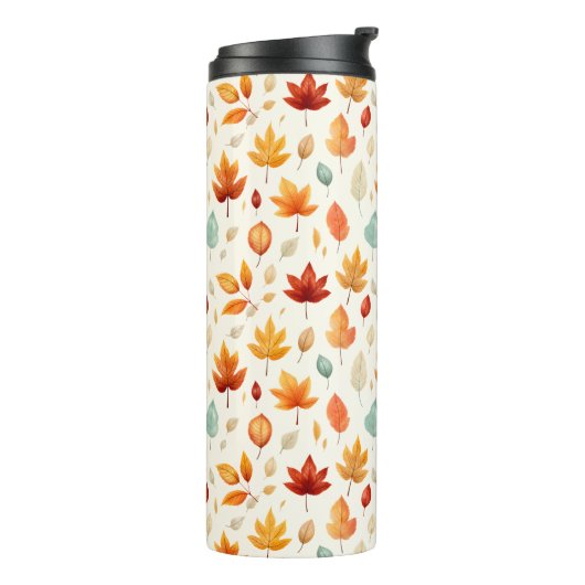 Boho Fall Verlasse Pattern Herbst Schönheit mit St Thermosbecher (Nach links gedreht)