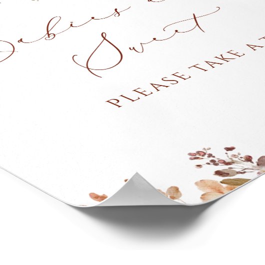 Boho Fall Wasserfarbe Blumenbabys sind ein süßes Z Poster (Ecke)