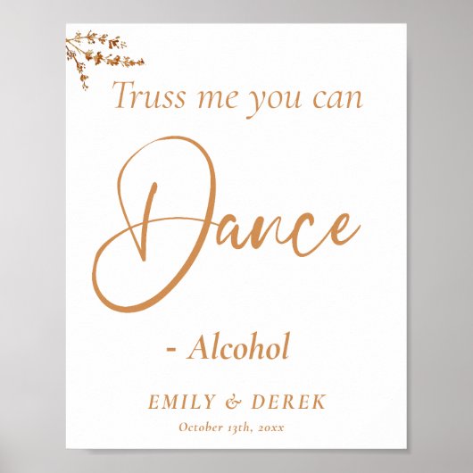 Boho Fall Wedding Bar Sign Poster (Vorne)