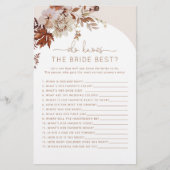 Boho Fall Wer kennt das beste Spiel der Braut (Vorderseite)