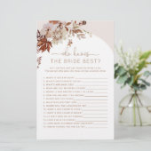 Boho Fall Wer kennt das beste Spiel der Braut (Stehend Vorderseite)