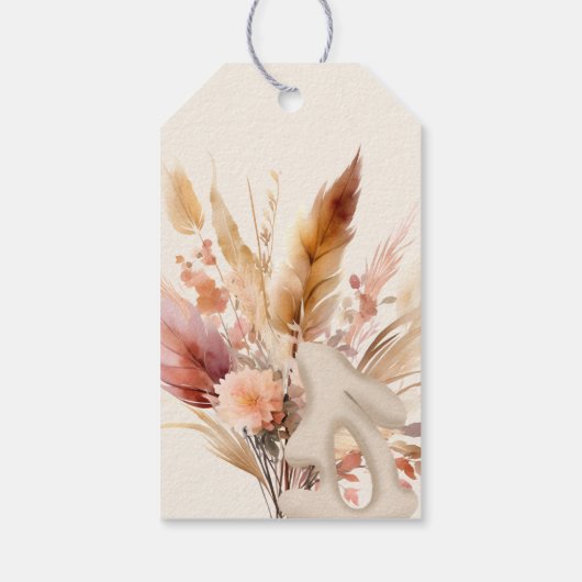 Boho Fall White Pumpkin Vielen Dank Geschenkanhänger (Rückseite)