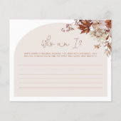 Boho fall Who is I Brautparty Game (Vorderseite)