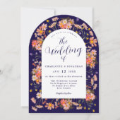 Boho Fall Wildblume Arch Burnt Orange Wedding Einladung (Vorderseite)