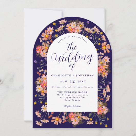 Boho Fall Wildblume Arch Burnt Orange Wedding Einladung (Vorderseite)