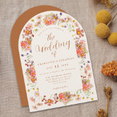 Boho Fall Wildblume Arch Burnt Orange Wedding Einladung