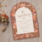 Boho Fall Wildblume Arch Burnt Orange Wedding Einladung