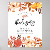 Boho Fall Wildblume Babydusche Begrüßungszeichen Poster (Vorne)